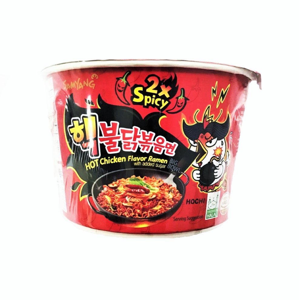 Samyang Buldak 2X Spicy Hot Chicken Flavor Instant Ramen, 3.7 oz, Big Bowl
