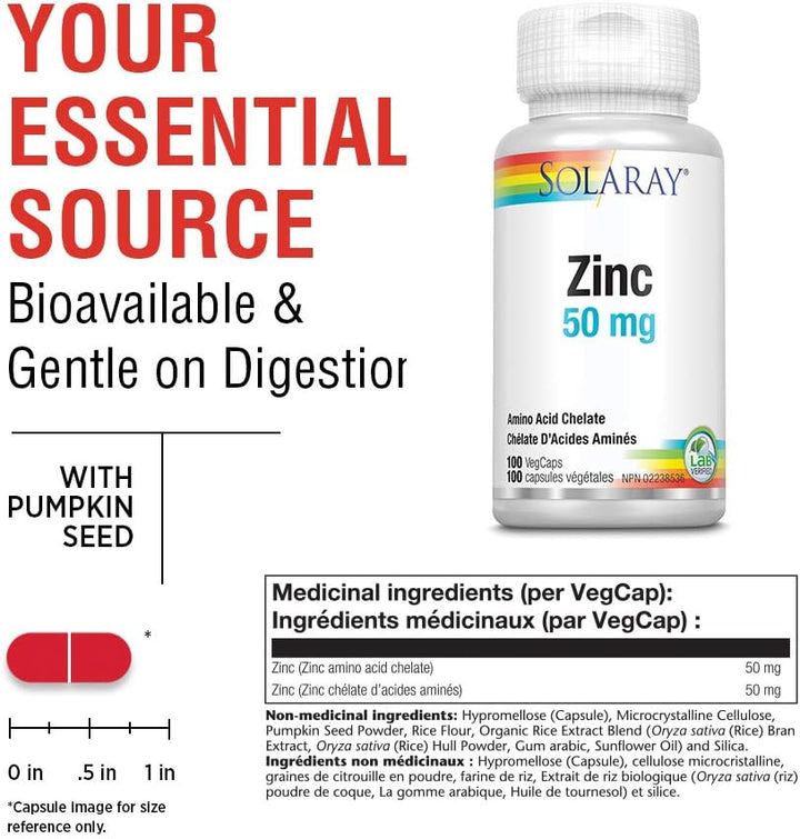 Zinc - 50mg - 100 capsules