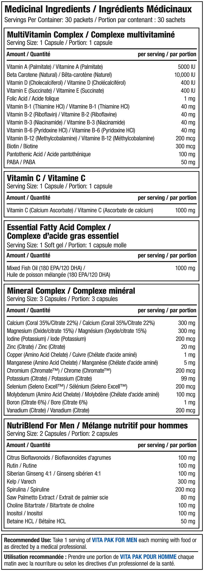 Vita-Paks for Men - 30 Day Supply