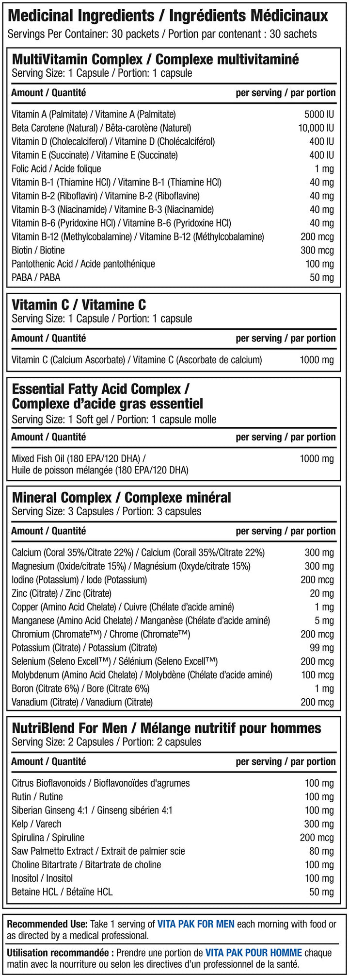 Vita-Paks for Men - 30 Day Supply