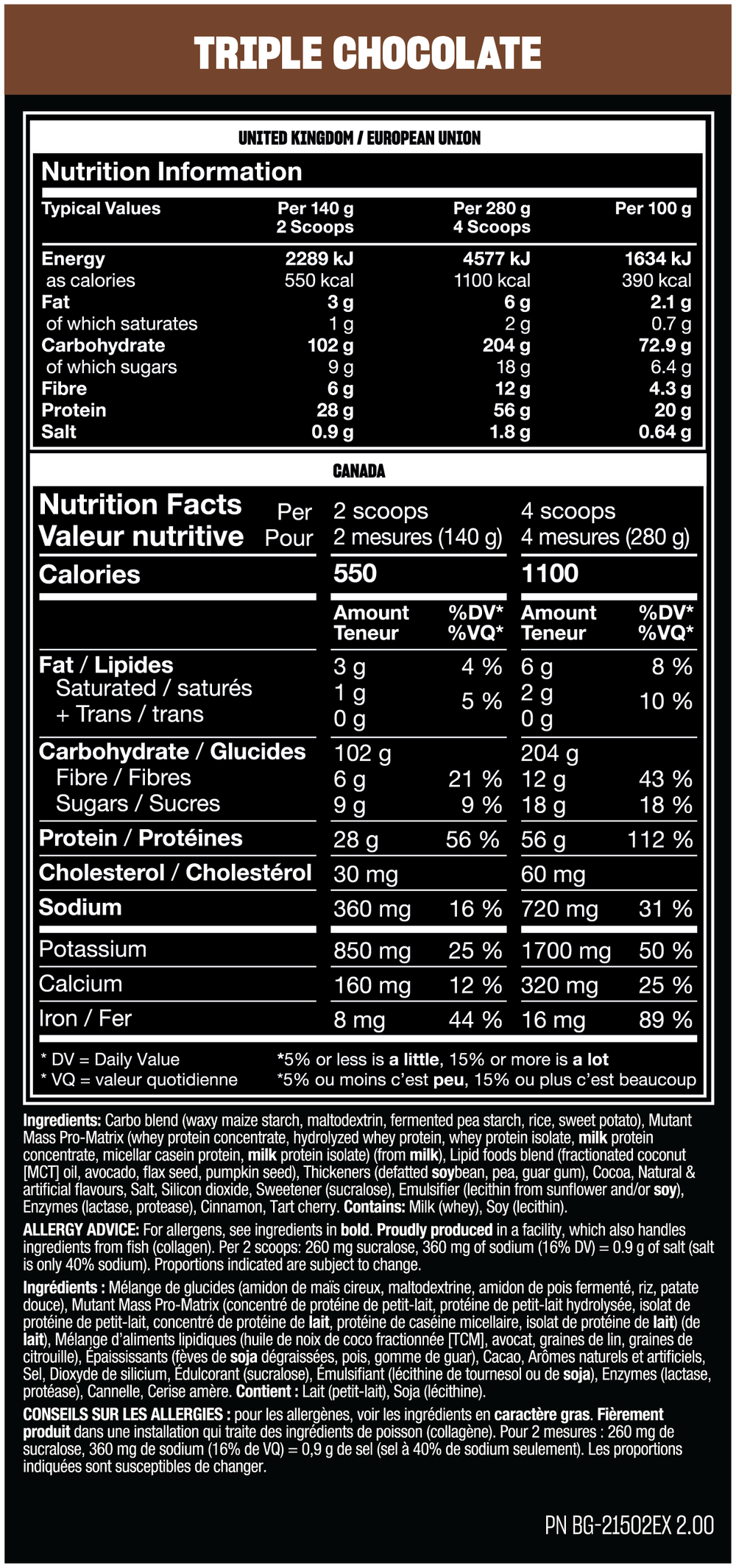 Mutant Mass - 2.27 kg (5 lb) — Triple Chocolate