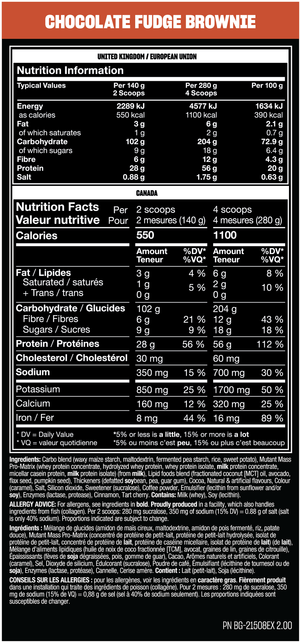 Mutant Mass - 2.27 kg (5 lb) — Chocolate Fudge Brownie