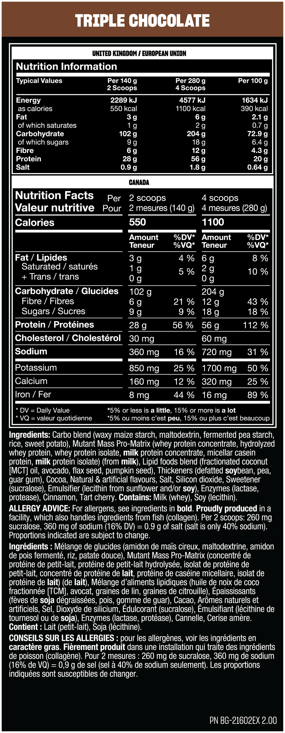 Mutant Mass - 6.8 kg (15 lb) — Triple Chocolate