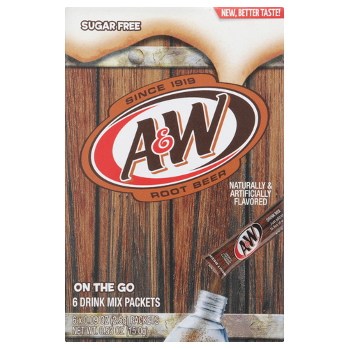 A&W Singles To Go Sugar Free Root Beer Drink Mix - 6-Stick Box 15g