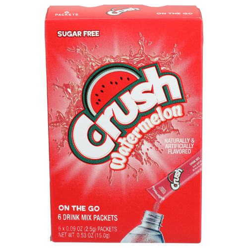 Crush Singles To Go Sugar Free Watermelon Drink Mix - 6-Count Box 15g