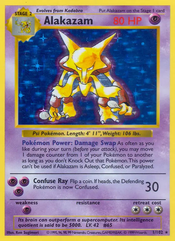 Alakazam #1 — Base Set (1st Edition & Shadowless) [HP]