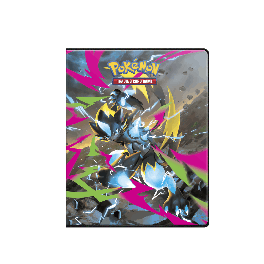 Ultra PRO Pokémon Mega Evolution—Pitch Black 4-Pocket Portfolio front featuring Mega Zeraora