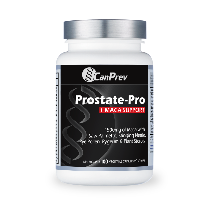 CanPrev Prostate-Pro + Maca Support - 100 Vegetable Capsules — bottle front