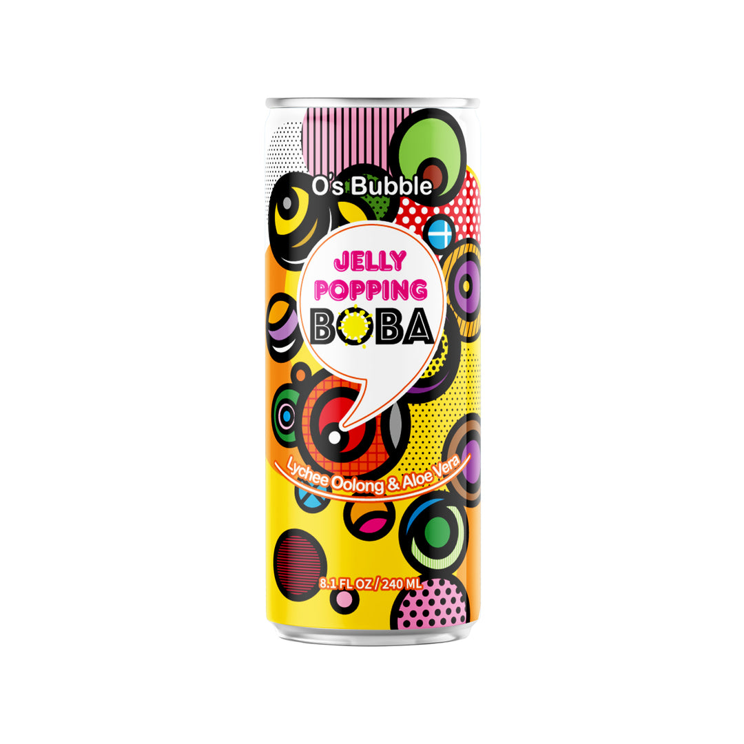 Jelly Popping Boba – Lychee Oolong Tea with Popping Boba + Aloe Vera