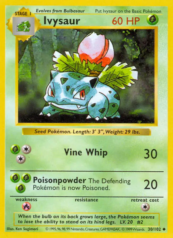 Ivysaur #30 — Base Set (1st Edition & Shadowless) [MP]