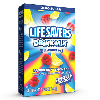 LifeSavers Singles To Go Raspberry Lemonade Drink Mix - 6-Count Box 14.7g