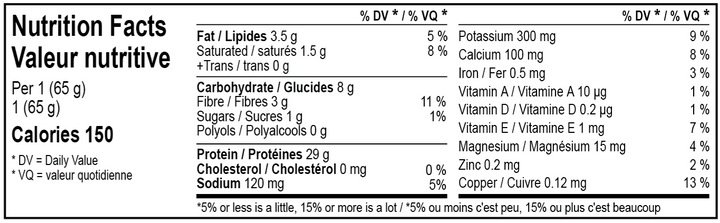 ME BAR RAGE Protein Bar - 65 g - Peanut Butter Chocolate nutrition facts 1