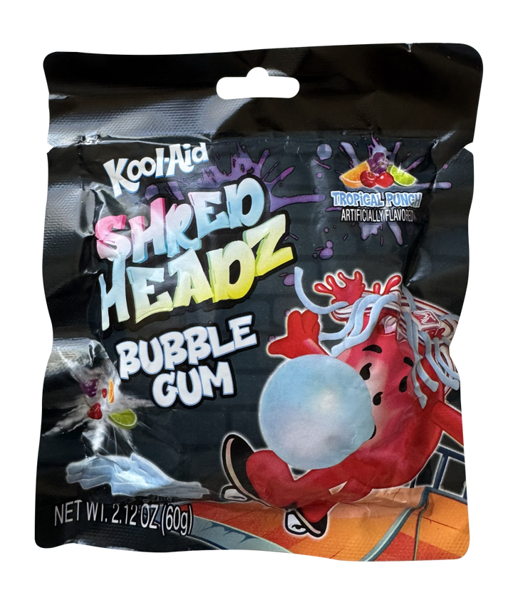 Kool-Aid Shred Headz Tropical Punch Bubble Gum 2.12 oz