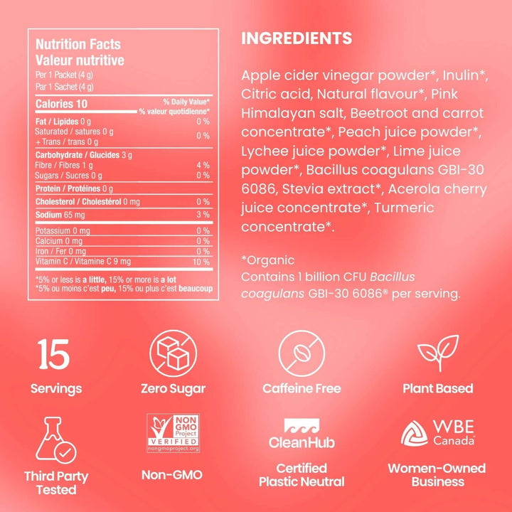 Blume SuperBelly Gut-Building Hydration Powder - 60 g (15 Sachets) - Peach Lychee product image 4
