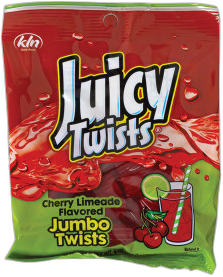 Juicy Twists Cherry Limeade Jumbo Twists 4 oz Peg Bag