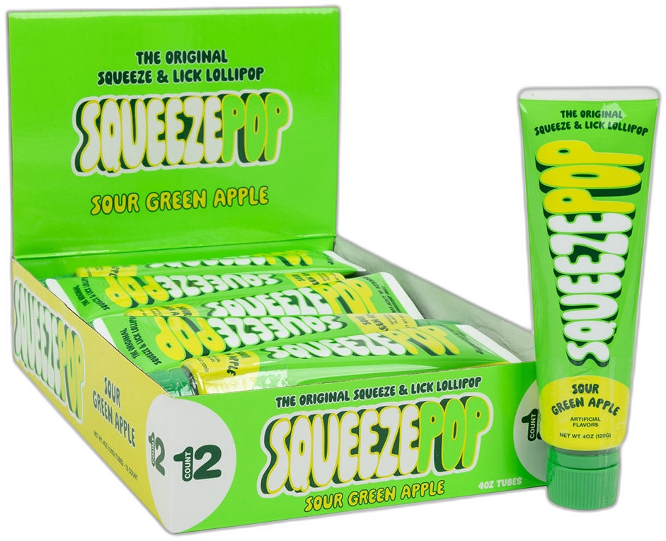 Squeeze Pop Sour Green Apple Tube 4 oz