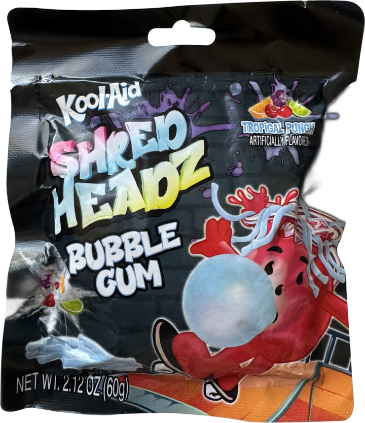 Kool-Aid Shred Headz Tropical Punch Bubble Gum 2.12 oz
