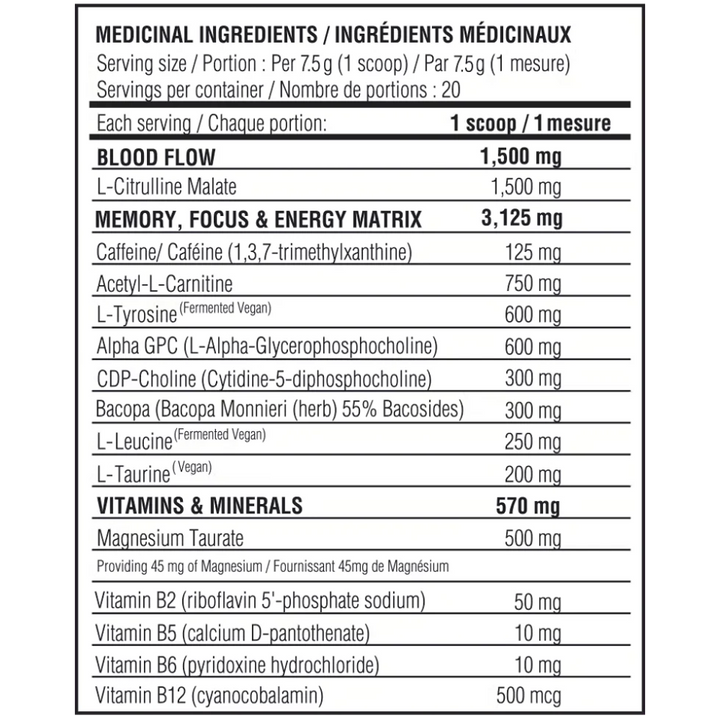Believe Brain Fuel — Supplement Facts