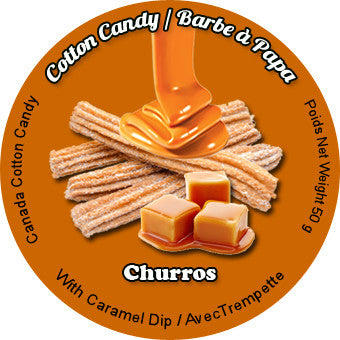 Canada Cotton Candy Churros with Caramel Dip cotton candy in 34oz deli container