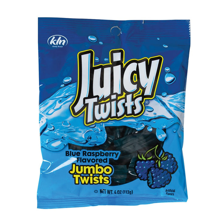 Juicy Twists Blue Raspberry Jumbo Twists 4 oz Peg Bag
