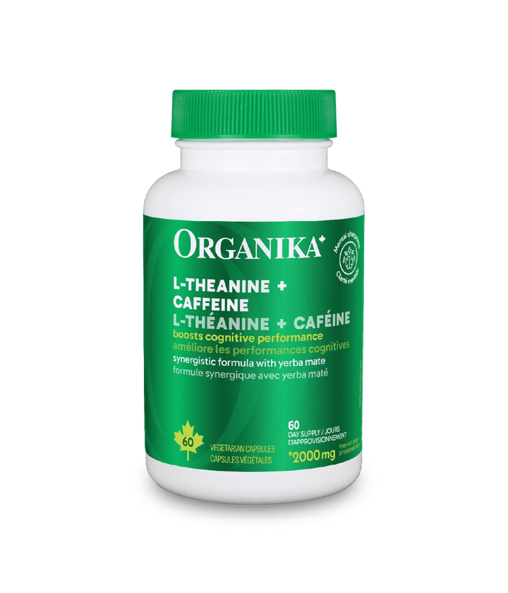 Organika L-Theanine + Caffeine - 60 Vcaps — bottle front
