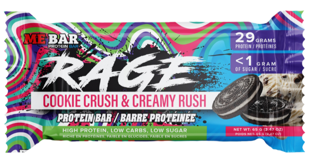 ME BAR RAGE Protein Bar - 65 g - Cookie Crush & Creamy Rush package 1