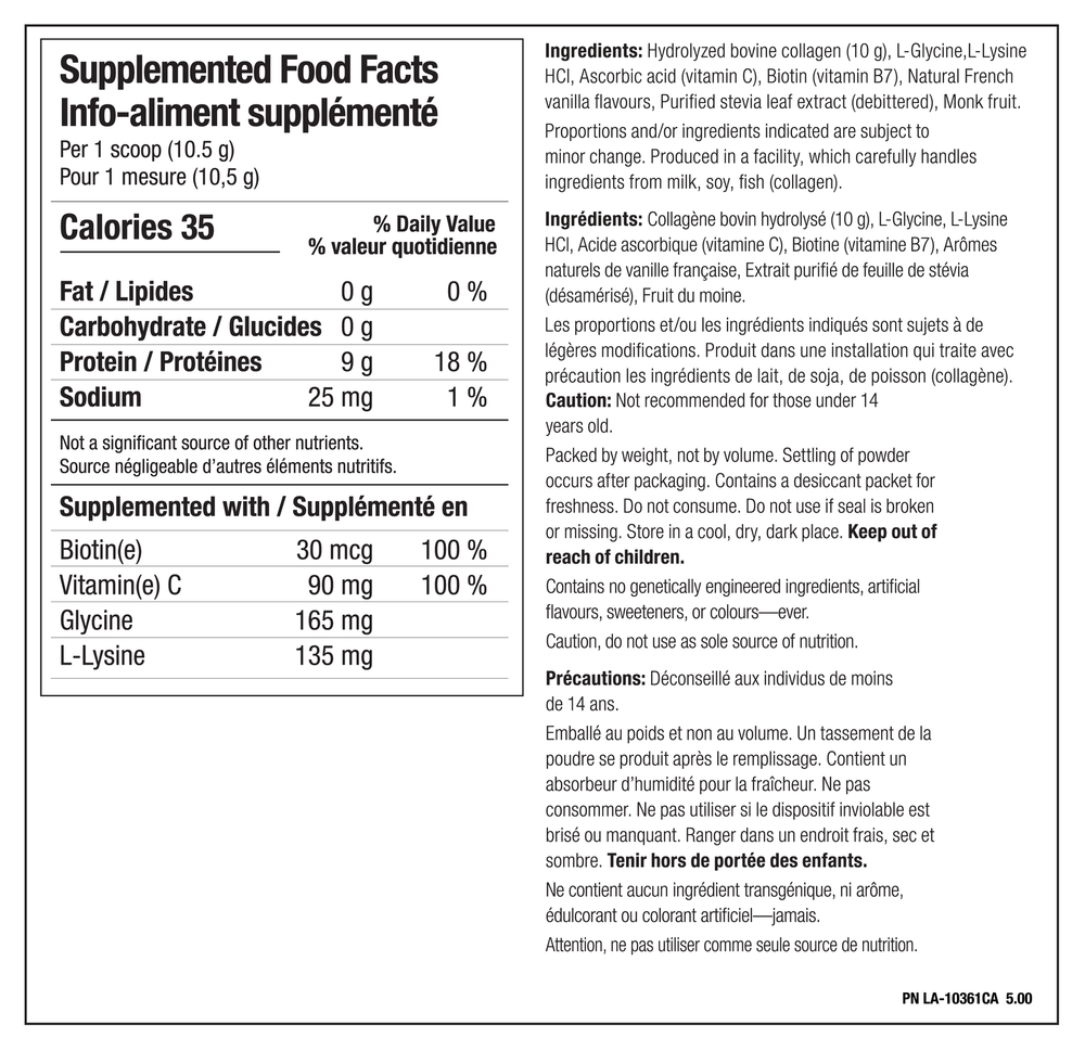 Boosted Bovine Collagen — 250g / French Vanilla