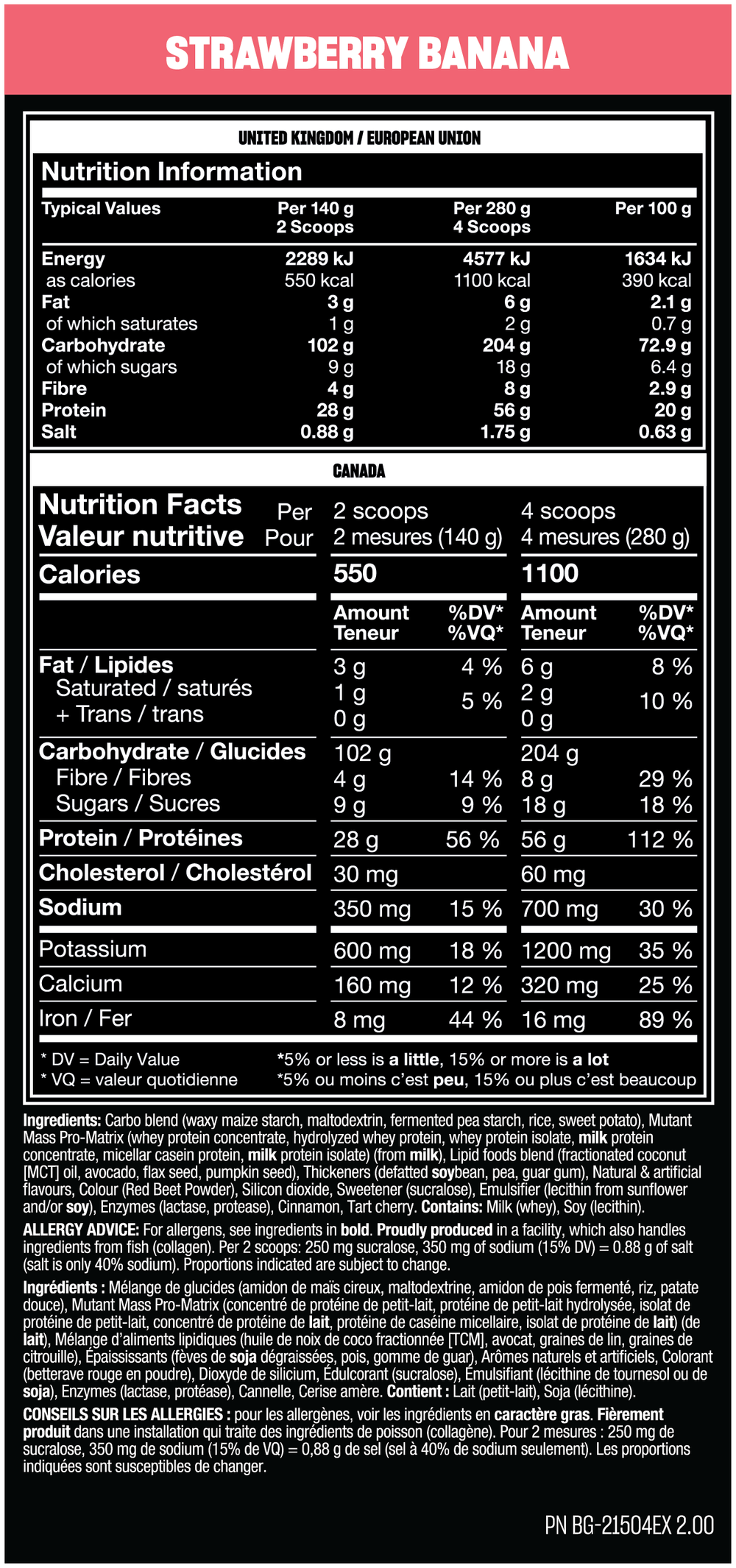 Mutant Mass - 2.27 kg (5 lb) — Strawberry Banana