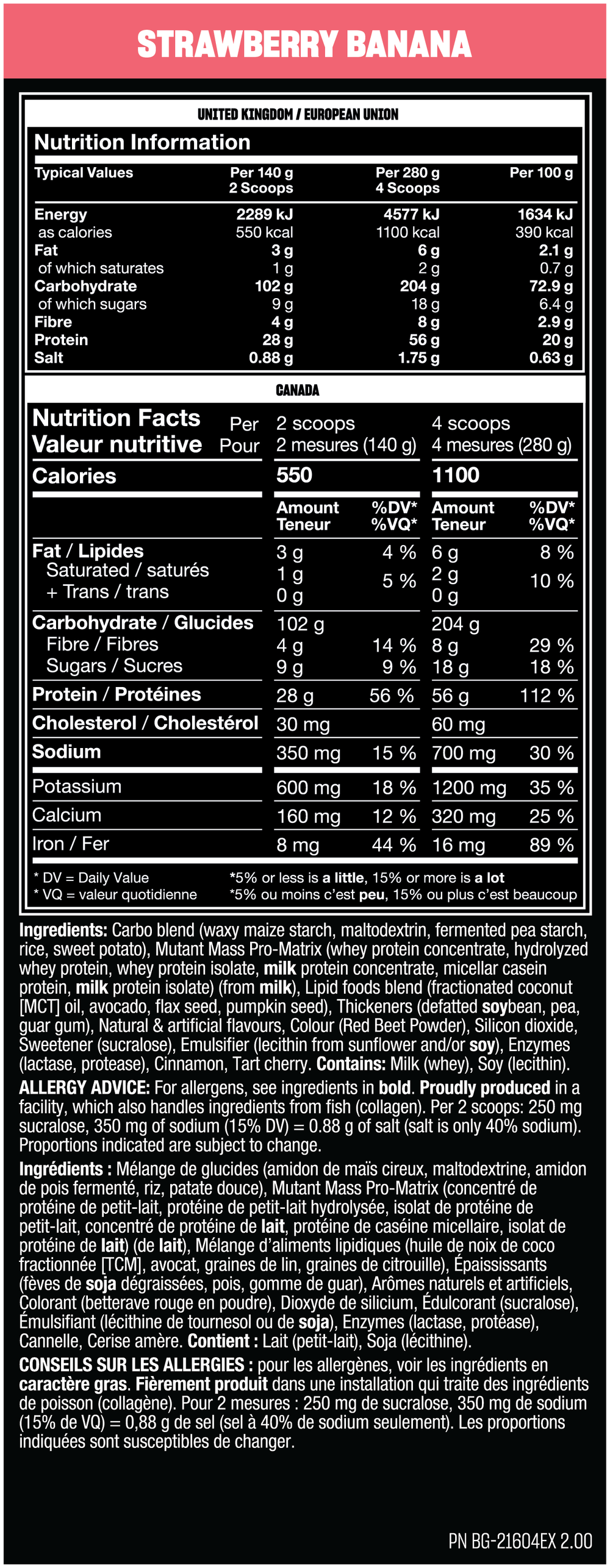 Mutant Mass - 6.8 kg (15 lb) — Strawberry Banana