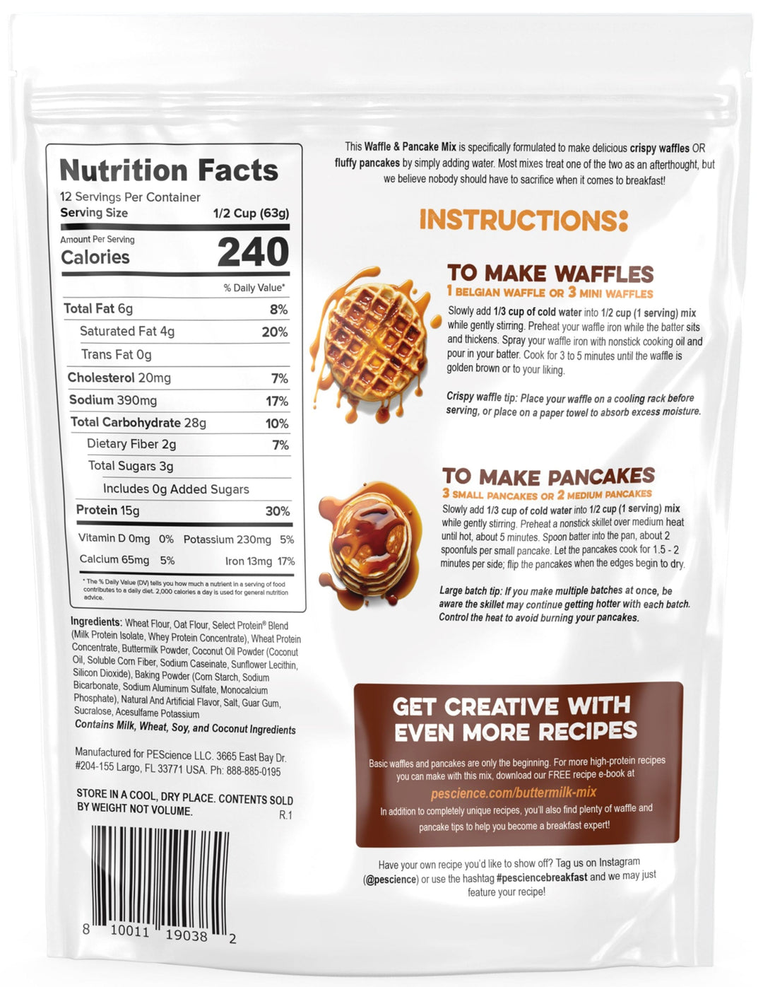 PEScience Protein Waffle and Pancake Mix