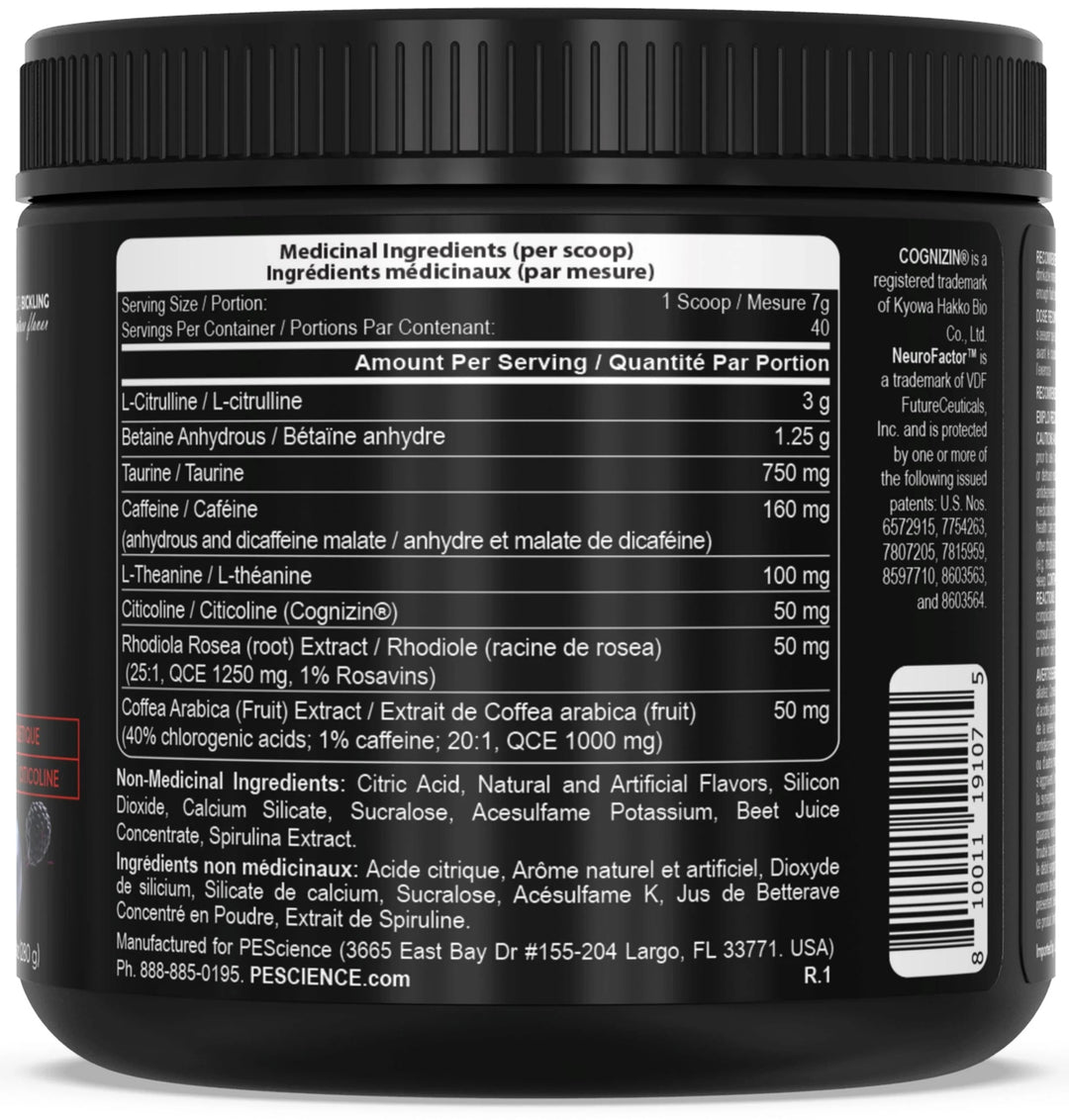 PEScience prolific pre-workout- 40 servings